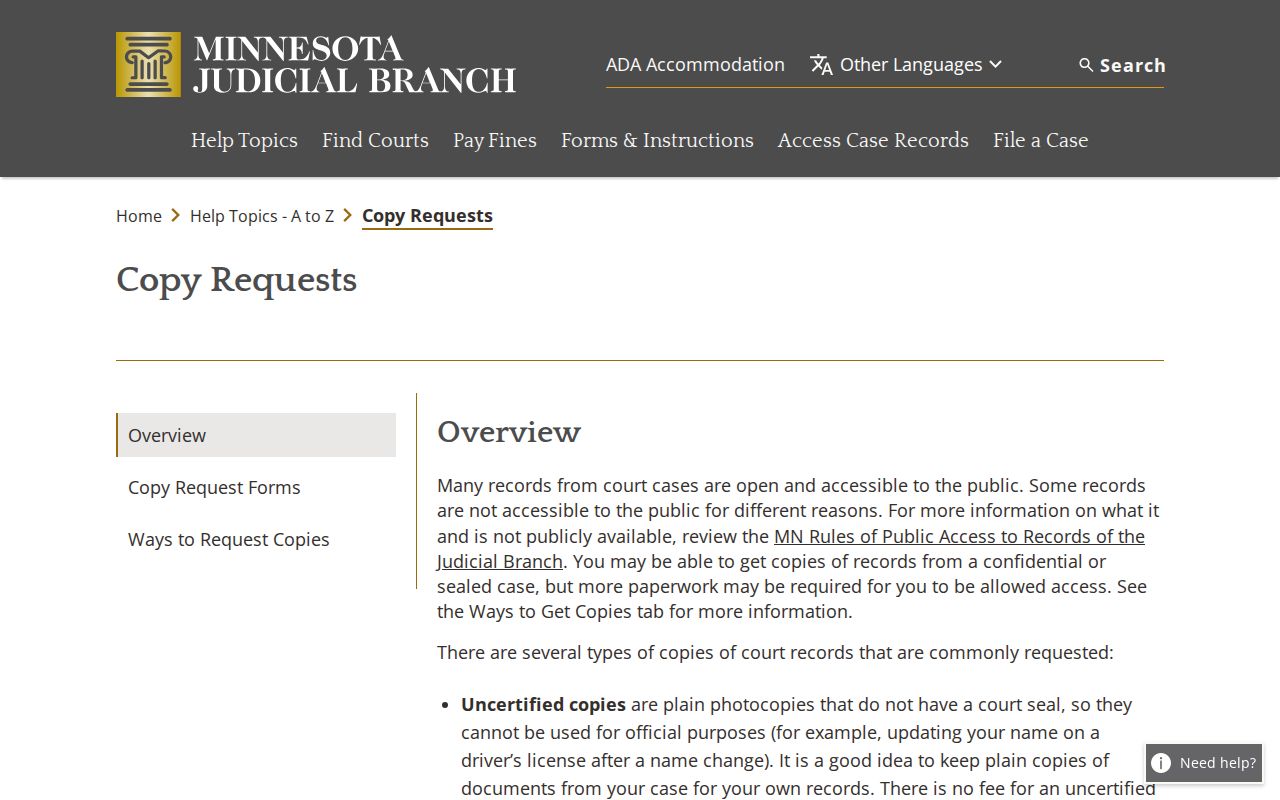 Benton County case search and court record copy request route