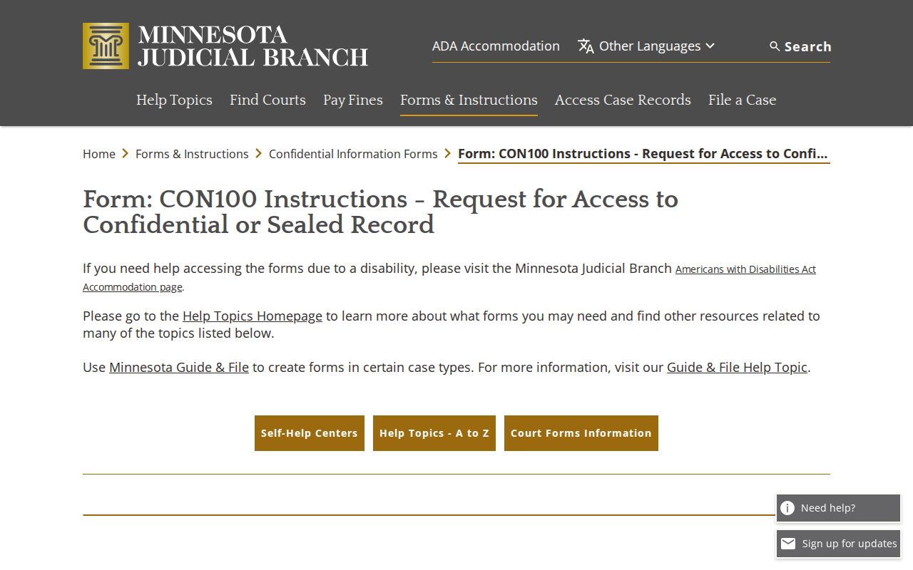 Benton County court records CON100 restricted access source