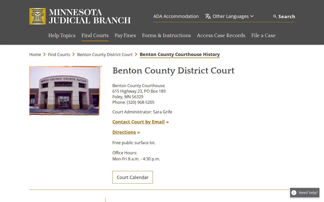Benton County court docket courthouse history source