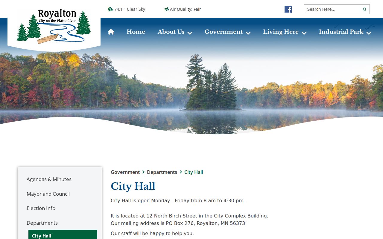 Royalton court docket research image of Royalton City Hall administrative contact source