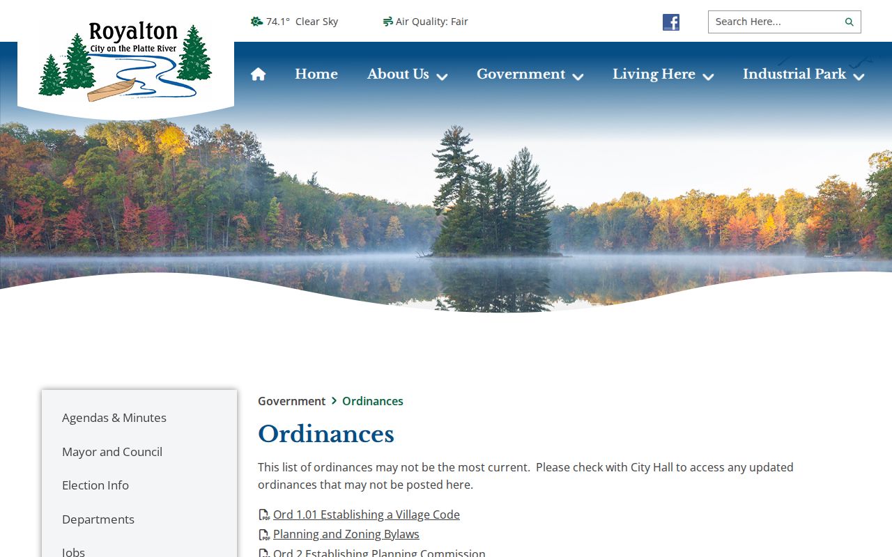 Royalton court docket research image of the Royalton ordinances source