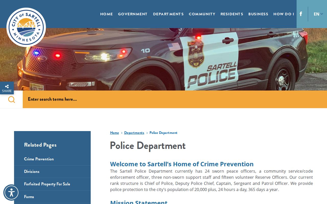 Sartell court docket research image of the Sartell Police public-safety source