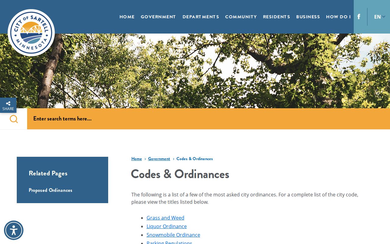 Sartell court docket research image of the City of Sartell codes and ordinances source